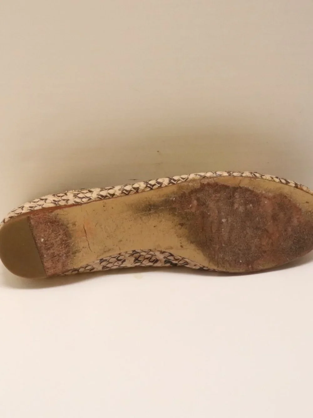 Ivy Kirzhner Snake Print Flats Women's Shoes with Gem Embellishment Beige